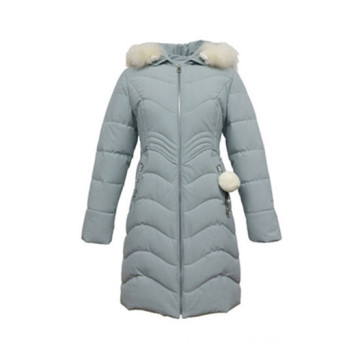 Ladies' Light Blue Fashion Long Winter Coat