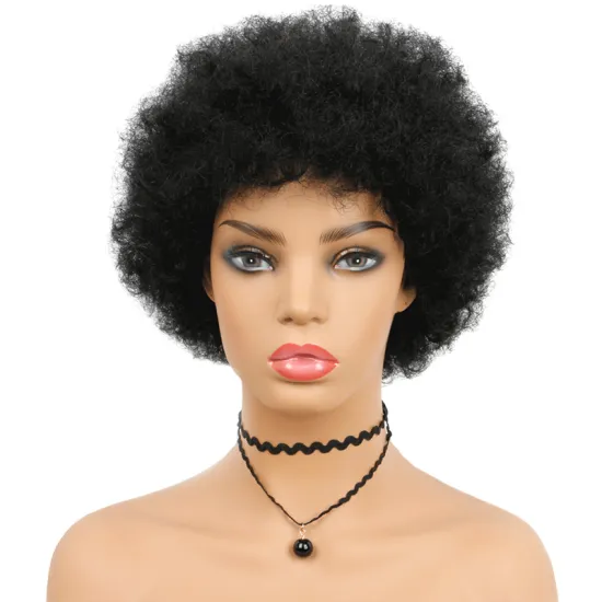 Brazilian Perruque Crepus Court Afro Kinky Full Lace Wig Bouncy Fluffy Curly Human Hair Wig Black Short Kinky Curly Afro Wig