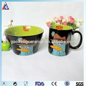Cartoon design lovely ceramic bowl and mug / dinnerware set