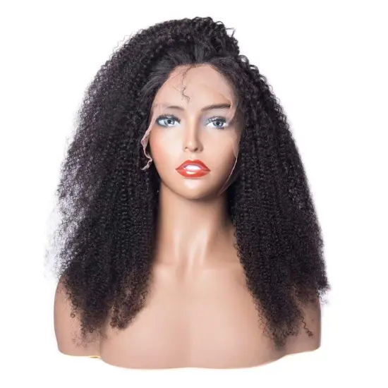 Grade 9a raw kinky curly lace front wig brazilian Virgin human hair cuticle aligned hair extensions.