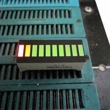 LED 10-segment lightbar, yellow and red, bar graph arrays, used for instrument panels