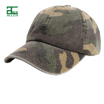 ALLCH Wholesale Cotton Washed Denim Camo Curved Brim Baseball Cap for Spring and Summer Fashion