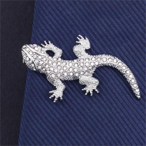 Hi-Tie fashion Metal Men Tie Clip Gentlemen Classy Crystal Tie Bar Clasp Clip Pin Crocodile Designer Wedding Tie Bar Men Jewelry