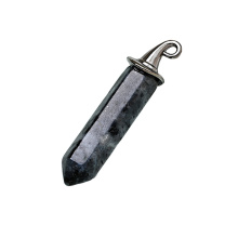 Labradorite Hexagonal Prism GunBlack Wizard Cap Pendant for DIY Making Jewelry