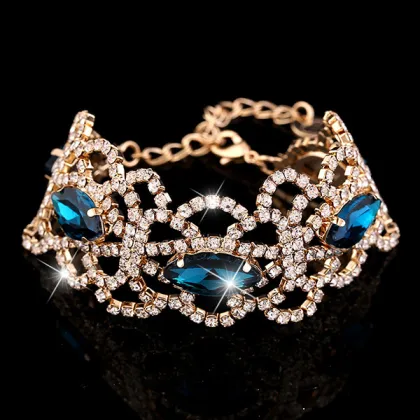 New Design Crystal Diamond Bracelet Adjustable Flower Bangle