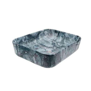 Green Pattern Ceramic Eco-friendly Oval Washbasin for Hotels and Cabinets