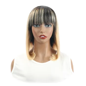 Cheap Price Ombre Blonde 1b/27 Brazilian Hair Short Bob Wigs Straight Virgin Hair None Lace Human Hair Bob Wigs for Black Women