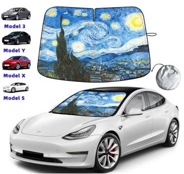 240T Polyester Folding Double Circle Heat-Insulated Sun Shade for Tesla Model Y