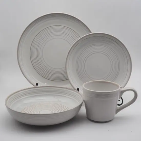 Luxury Reactive Glaze white Ceramic Stoneware Dinner Set Hand painted style Dinnerware Set