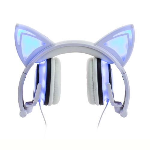 Auriculares de carga con iluminación de oreja de gato para niños