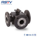 Keluli karbon / WCB T / L Tiga Way Flange Ball Valve dengan Pad Pelekap ISO5211