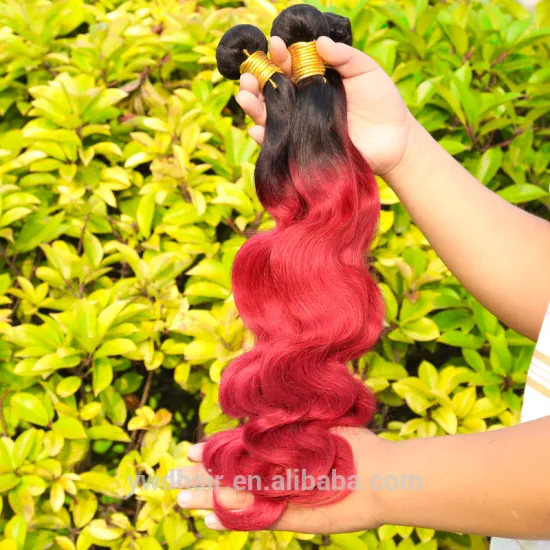 Ombre Hair Extensions Brazilian Virgin Hair Body Wave T1B/Burgundy Human Hair colored two tone