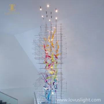 Exquisite custom hotel chandeliers Large popular hotel lobby chandeliers Various color-changing chandeliers
