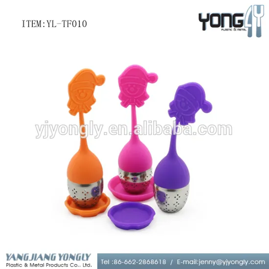 Stainless steel Snowman Design with Drip Tray silicone tea infuser
