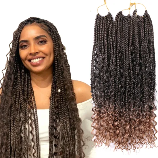 Wholesale wavy river curly box locs braids synthetic faux locs goddess crochet hair extensions braiding hair