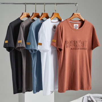 HK Tendy Men's 100% ผ้าฝ้ายแขนสั้นพิมพ์เสื้อยืด