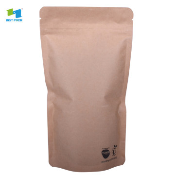 bolsa kraft paper stand up pouch compostables bag protein with zipper & clear win