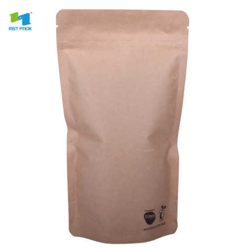 Bolsa de papel kraft Stand Up Pouch Compostables Bag Protein con cremallera y clear win