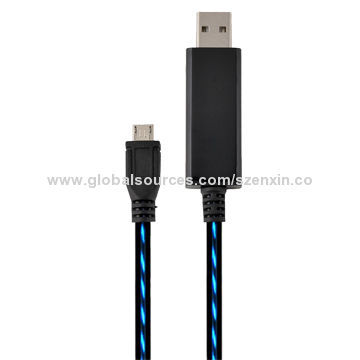 LED Flashing Visible Light USB to Micro USB Sync Data Charging