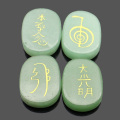 4Pcs/set Natural Gemstone Energy Crystal Stone Chinese Stlye Engraved Usui Reiki Symbol Healing Yoga Irregular Stones Home Decor