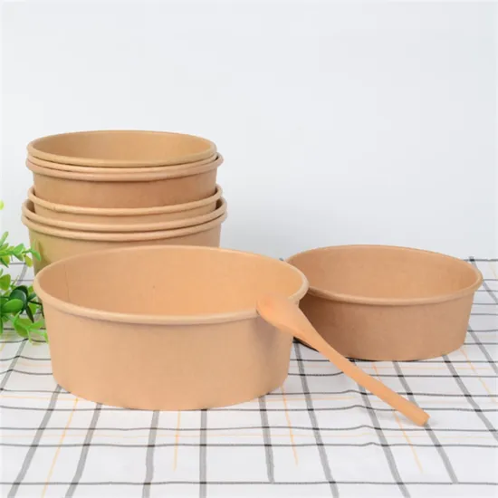 Disposable kraft paper salad takeaway bowl takeout packaging