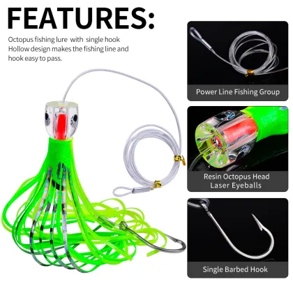 Wholesale Fishing Lures: 23cm 96g Trolling Octopus & Squid Jigging Bait for Ocean, Boat, and Beach Fishing