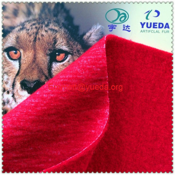 Red colour chunky jacquard knit boiled wool fabric for overcoat