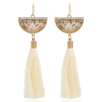 Wholesale boho long green tassel earrings