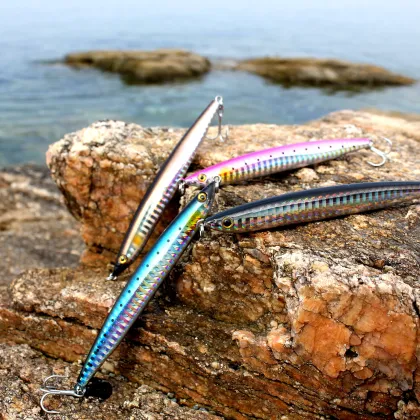 Stocked Needle Stickbait Fish Lure 10.5cm 27g Sinking Pencil Lure with VMC Hooks for Saltwater Fishing