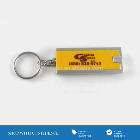 cheap plastic keychains led flashlight torch logo available