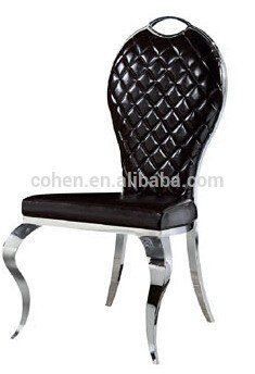 Elegant White Leather Upholstered Metal Restaurant Dining Chairs
