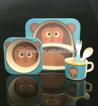 2016 hot selling eco friendly bamboo fibre plant fibre kid's dinnerware set