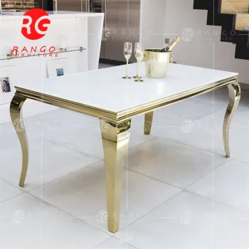 Luxury Gold Base Marble Top Dining Table for Home Furniture