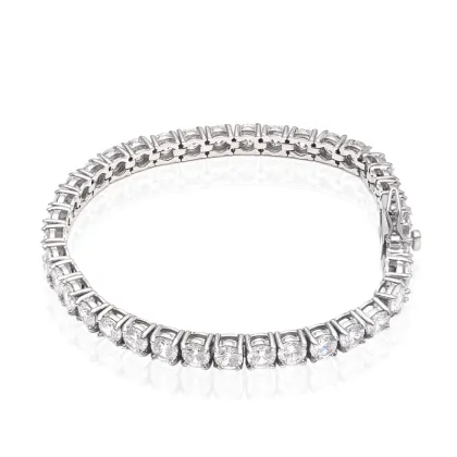 Elegant Square Diamond Tennis Bracelet with Platinum Plated Stainless Steel