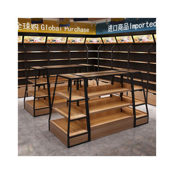 Wooden Metal Bread Display Stand for Bakery Retail Store
