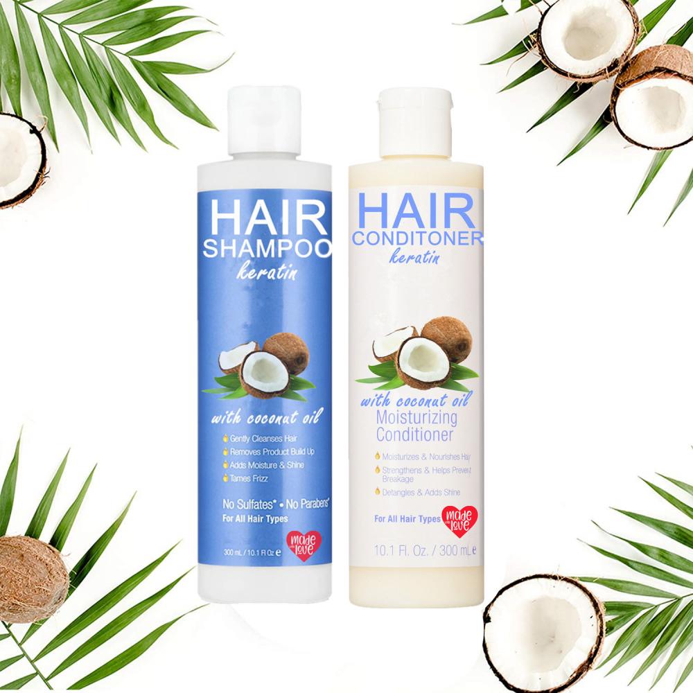 Condicionador de shampoo de coco Conjunto para cabelos tratados com cores