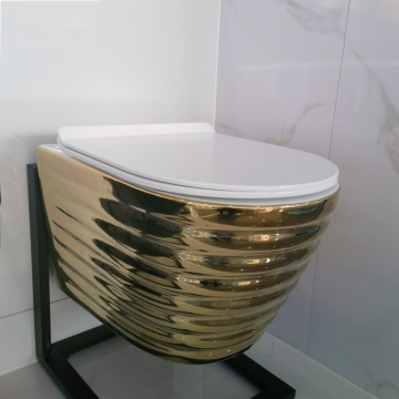 White and Gold Hanging Toilet Designs