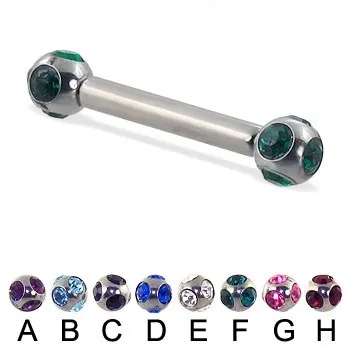 Multi Gem Ball Straight Barbell Nose Bar