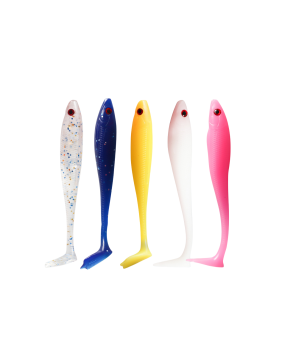 5 couleurs appâts mous Lucs de pêche doux t queue 3d yeux de silicone Swimbait Wobblers