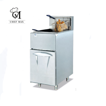 Commercial Custom Vertical Single Cylinder 2 Basket Gas Deep Fryer with Cabinet