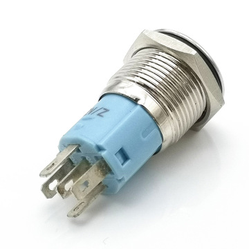 220V Waterproof Self-Locking 19mm Ring Illuminated Metal Push Button Switch with LED