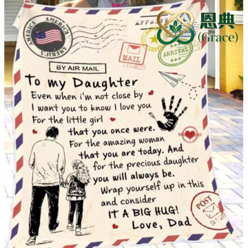 Cobertor de flanela com carta de amor com impressão digital para filha