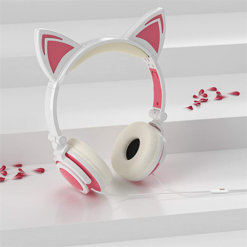 Foldable Headphone for Children with LED Cat Ear