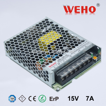 WEHO LRS series smps 85v to 264v ac input dc 15v 100w 7a led power supply