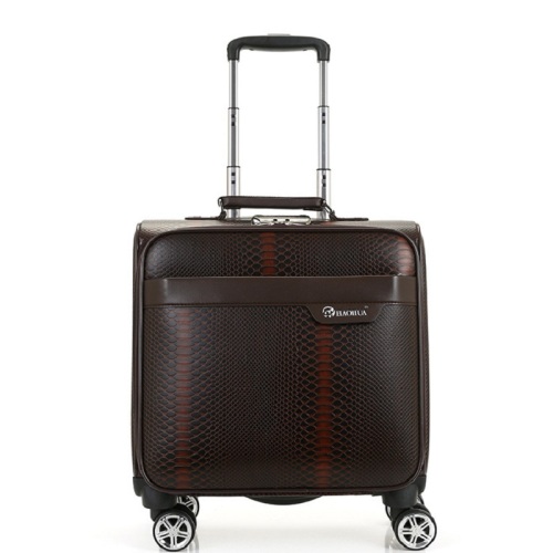 Brown PU Leather 16inch Trolley Travel Luggage