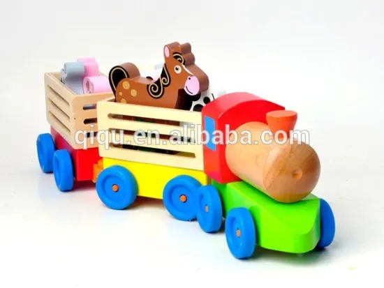 Preschool Educational Blocks Wooden Gift Toys Train Farm Block Train