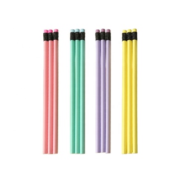 HB Wood Colorful Unsharpened Pencils with Erasers for Kids and Students