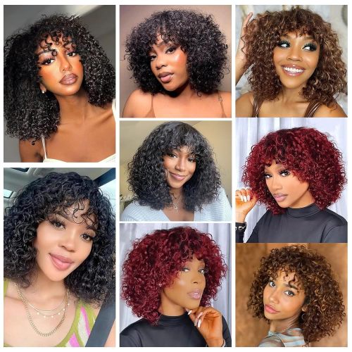 Curly bob Wig With Bangs