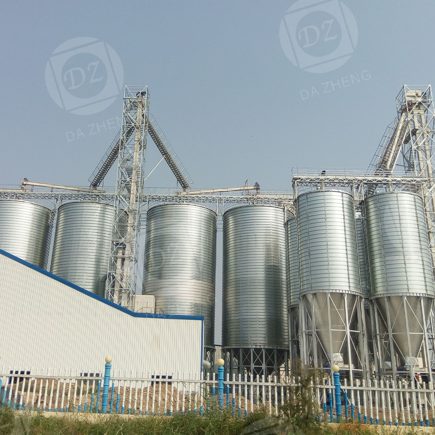 Feed mill processing raw material silo