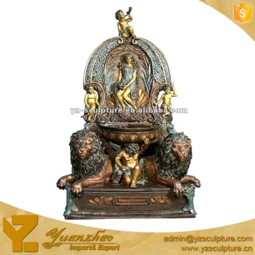 large indoor antique bronze lion water fountain with figure statues